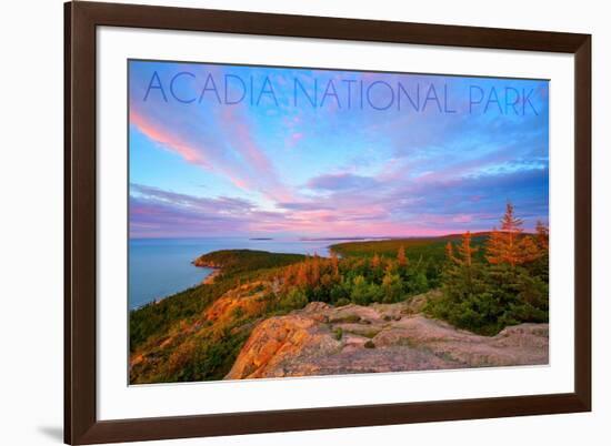 Acadia National Park, Maine - Cadillac Mountains-Lantern Press-Framed Premium Giclee Print