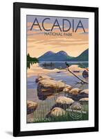 Acadia National Park, Maine - Celebrating 100 Years - Jordan Pond-Lantern Press-Framed Art Print