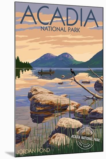 Acadia National Park, Maine - Celebrating 100 Years - Jordan Pond-Lantern Press-Mounted Art Print