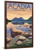 Acadia National Park, Maine - Celebrating 100 Years - Jordan Pond-Lantern Press-Framed Art Print