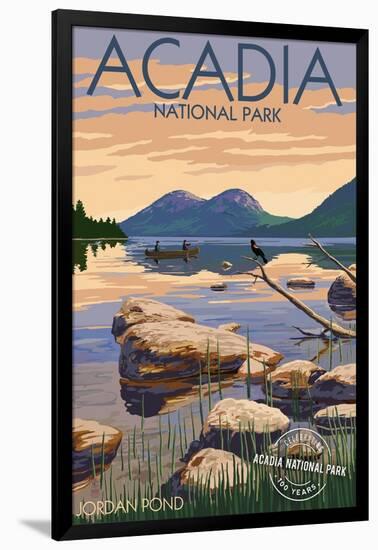 Acadia National Park, Maine - Celebrating 100 Years - Jordan Pond-Lantern Press-Framed Art Print