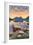 Acadia National Park, Maine - Celebrating 100 Years - Jordan Pond-Lantern Press-Framed Art Print