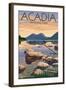 Acadia National Park, Maine - Celebrating 100 Years - Jordan Pond-Lantern Press-Framed Art Print