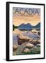 Acadia National Park, Maine - Celebrating 100 Years - Jordan Pond-Lantern Press-Framed Art Print