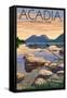 Acadia National Park, Maine - Celebrating 100 Years - Jordan Pond-Lantern Press-Framed Stretched Canvas