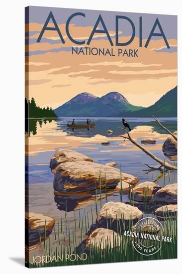 Acadia National Park, Maine - Celebrating 100 Years - Jordan Pond-Lantern Press-Stretched Canvas