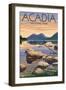 Acadia National Park, Maine - Celebrating 100 Years - Jordan Pond-Lantern Press-Framed Art Print