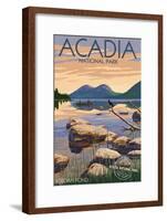 Acadia National Park, Maine - Celebrating 100 Years - Jordan Pond-Lantern Press-Framed Art Print