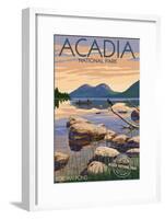 Acadia National Park, Maine - Celebrating 100 Years - Jordan Pond-Lantern Press-Framed Art Print