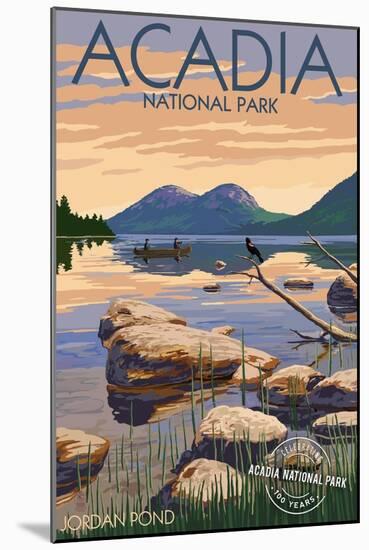 Acadia National Park, Maine - Celebrating 100 Years - Jordan Pond-Lantern Press-Mounted Art Print