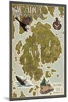 Acadia National Park, Maine - Map-Lantern Press-Mounted Art Print