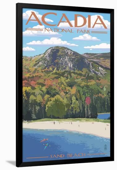 Acadia National Park, Maine - Sand Beach Scene-Lantern Press-Framed Art Print