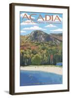 Acadia National Park, Maine - Sand Beach Scene-Lantern Press-Framed Art Print