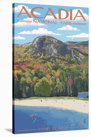 Acadia National Park, Maine - Sand Beach Scene-Lantern Press-Stretched Canvas