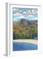 Acadia National Park, Maine - Sand Beach Scene-Lantern Press-Framed Art Print