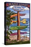 Acadia National Park, Maine - Sign Destinations-Lantern Press-Stretched Canvas