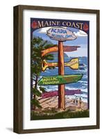 Acadia National Park, Maine - Sign Destinations-Lantern Press-Framed Art Print
