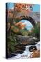 Acadia National Park, Maine - Stone Bridge-Lantern Press-Stretched Canvas