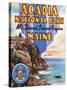 Acadia National Park, ME - Large Letter Scene, View of Great Head and Maine Seal-Lantern Press-Stretched Canvas