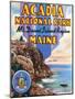 Acadia National Park, ME - Large Letter Scene, View of Great Head and Maine Seal-Lantern Press-Mounted Art Print