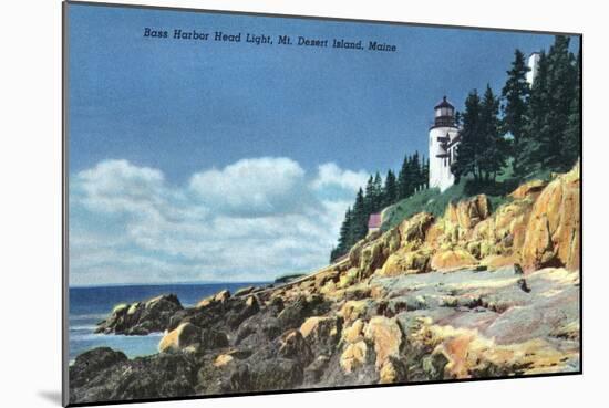 Acadia National Park, ME - Mt. Desert Island, Bass Harbor Head Lighthouse-Lantern Press-Mounted Art Print