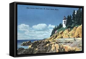 Acadia National Park, ME - Mt. Desert Island, Bass Harbor Head Lighthouse-Lantern Press-Framed Stretched Canvas