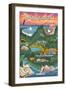 Acadia National Park - Retro View - Centennial Rubber Stamp-Lantern Press-Framed Art Print