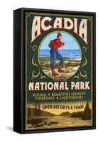 Acadia National Park - Vintage Hiker Sign-Lantern Press-Framed Stretched Canvas