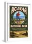 Acadia National Park - Vintage Hiker Sign-Lantern Press-Framed Art Print