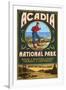 Acadia National Park - Vintage Hiker Sign-Lantern Press-Framed Art Print