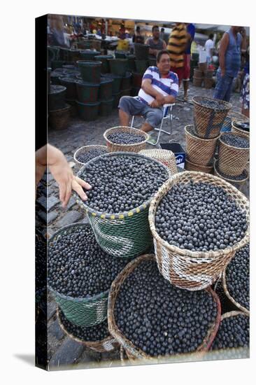 Acai Berries for Sale in the Morning Market, Belem, Para, Brazil, South America-Alex Robinson-Stretched Canvas