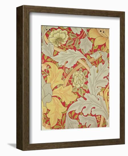 Acanthus Leaves and Wild Rose on a Crimson Background, Wallpaper Design-William Morris-Framed Premium Giclee Print