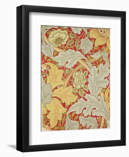 Acanthus Leaves and Wild Rose on a Crimson Background, Wallpaper Design-William Morris-Framed Premium Giclee Print