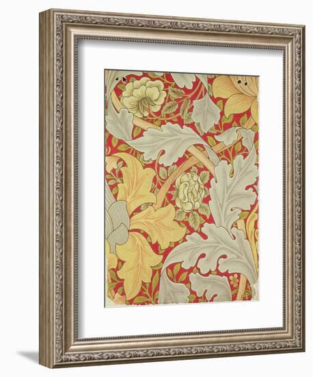 Acanthus Leaves and Wild Rose on a Crimson Background, Wallpaper Design-William Morris-Framed Giclee Print