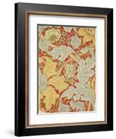 Acanthus Leaves and Wild Rose on a Crimson Background, Wallpaper Design-William Morris-Framed Giclee Print