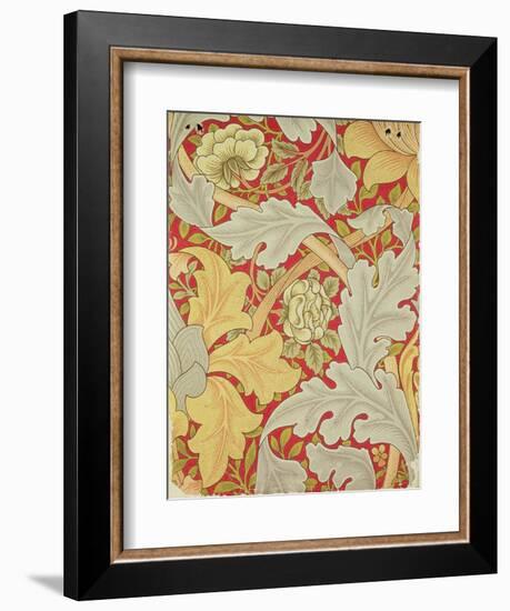 Acanthus Leaves and Wild Rose on a Crimson Background, Wallpaper Design-William Morris-Framed Giclee Print