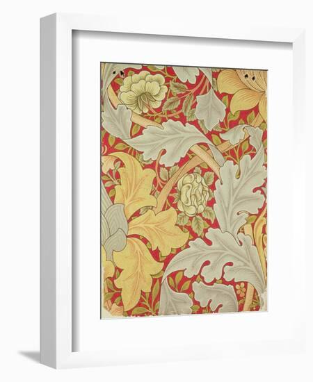 Acanthus Leaves and Wild Rose on a Crimson Background, Wallpaper Design-William Morris-Framed Giclee Print