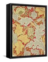 Acanthus Leaves and Wild Rose on a Crimson Background, Wallpaper Design-William Morris-Framed Stretched Canvas