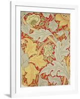 Acanthus Leaves and Wild Rose on a Crimson Background, Wallpaper Design-William Morris-Framed Giclee Print