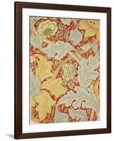 Acanthus Leaves and Wild Rose on a Crimson Background, Wallpaper Design-William Morris-Framed Giclee Print