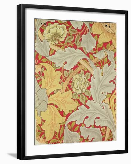 Acanthus Leaves and Wild Rose on a Crimson Background, Wallpaper Design-William Morris-Framed Giclee Print