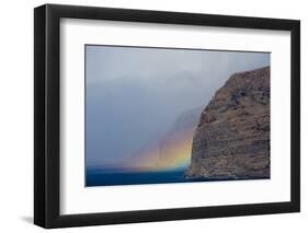 Acantilado De Los Gigantes (Giant's Cliffs) with a Rainbow over the Sea, Tenerife, Canary Islands-Relanzón-Framed Photographic Print