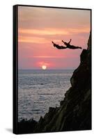 Acapulco Cliff Divers at Sunset-Thom Lang-Framed Stretched Canvas