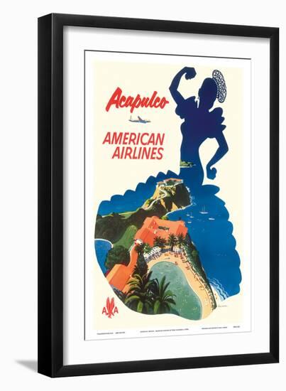 Acapulco, Mexico - American Airlines - Mexican Dancer Silhouette-Fred Ludenken-Framed Art Print