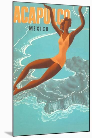 Acapulco, Mexico: Woman and Water-null-Mounted Art Print