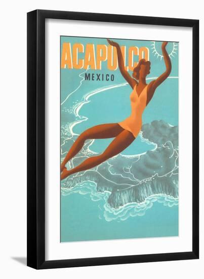 Acapulco, Mexico: Woman and Water-null-Framed Art Print