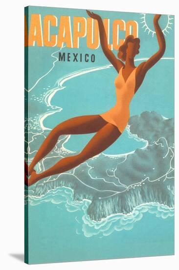 Acapulco, Mexico: Woman and Water-null-Stretched Canvas