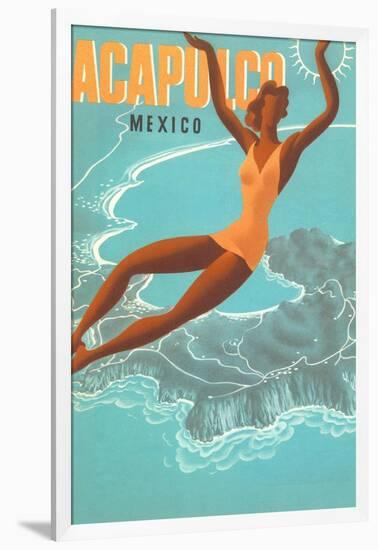 Acapulco, Mexico: Woman and Water-null-Framed Art Print