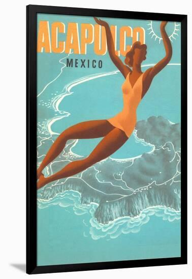 Acapulco, Mexico: Woman and Water-null-Framed Art Print