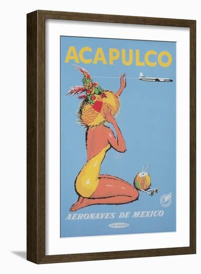 Acapulco Travel Poster, Sunbather-null-Framed Art Print